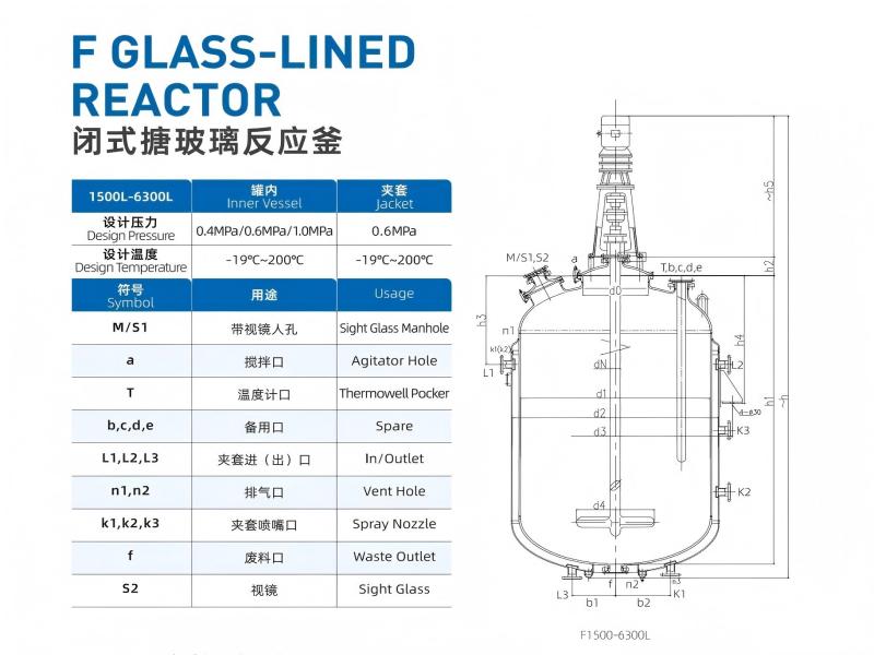 1500-6300L 闭式搪玻璃反应釜